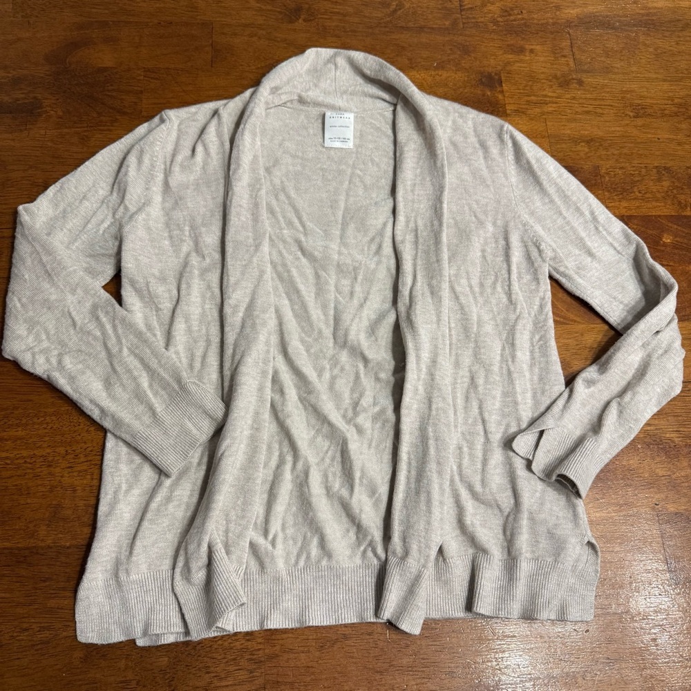 Girls Zara Light Beige Open Front Cardigan knitwear winter collection size 11-12
